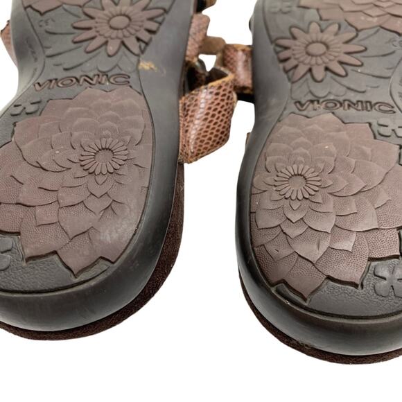 Vionic Aubrey Slip On Snake Print Slides Brown Sandals Flip Flops Casual Shoes 9 - Picture 13 of 16